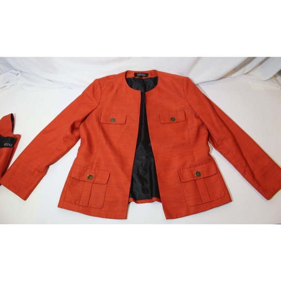 Kasper 2pc Suit Blazer/Jacket Open Front & Tank Top Orange Women's 14 Office - Picture 13 of 16